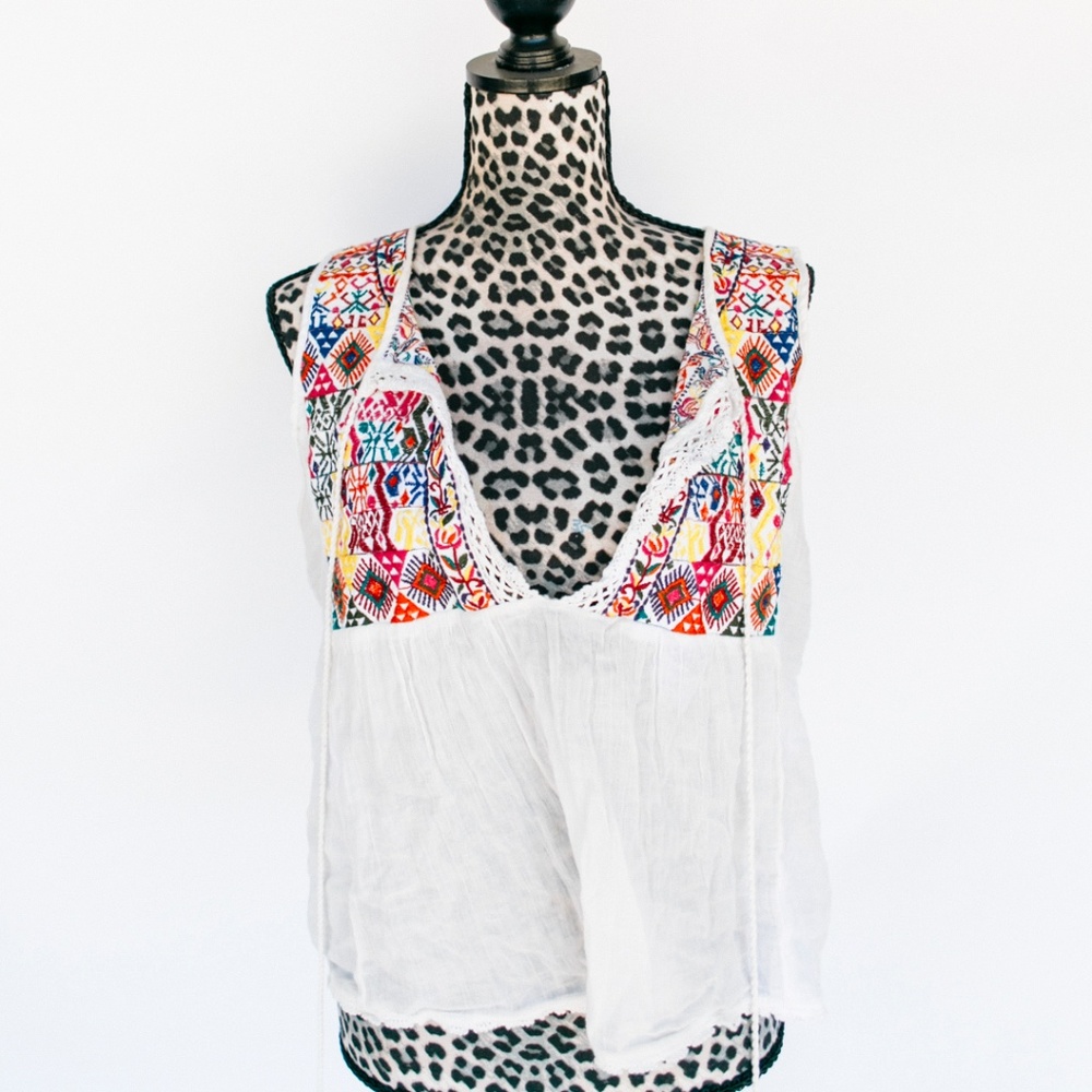 Free People Colorful Hand Woven Blouse